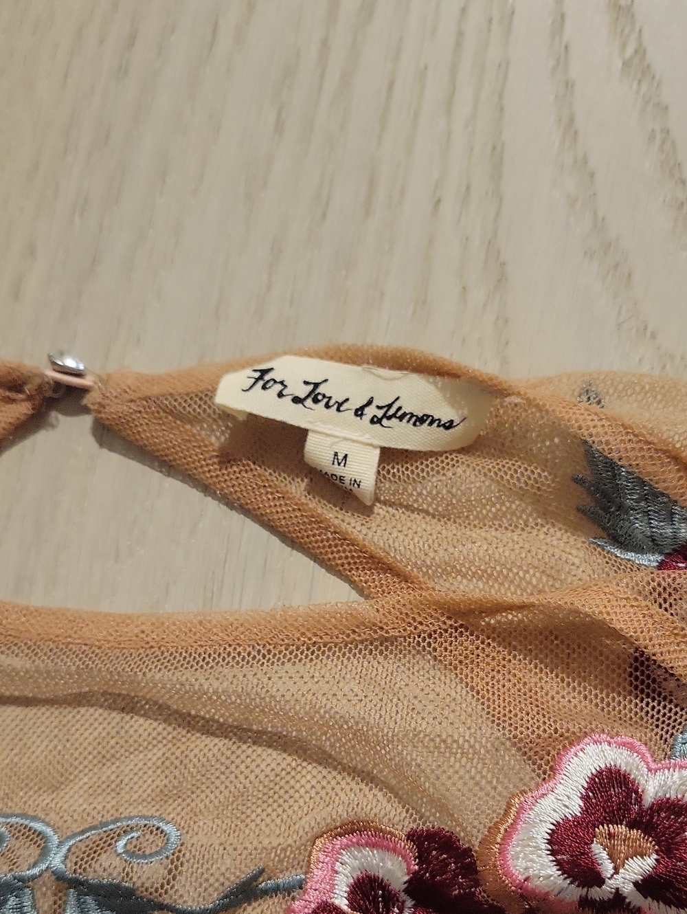 EUC For Love and Lemons Dove Embroidery Mini Dress Nude Medium - Picture 7 of 8